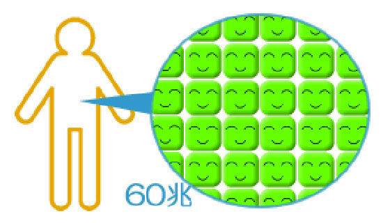 身体に60丁個の細胞